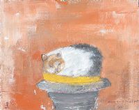 RUSTY CAT IN A FLOWER POT by Jeff Adams at Ross's Online Art Auctions