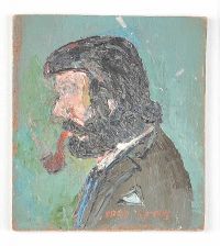 SELF PORTRAIT WITH PIPE by Fred Yates at Ross's Online Art Auctions