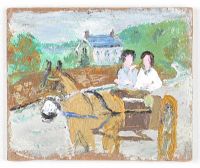 GIRLS IN A DONKEY CART by Fred Yates at Ross's Online Art Auctions