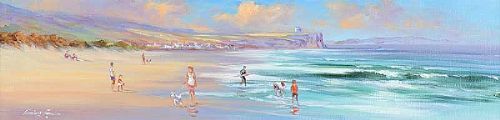 ON THE BEACH AT PORTSTEWART by William Cunningham at Ross's Online Art Auctions