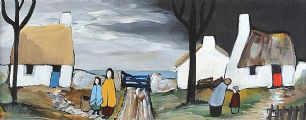 SEASIDE COTTAGES by Irish School at Ross's Online Art Auctions