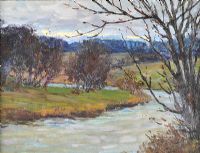 SUNSET ON THE LAGAN AT DRUMBEG by Hans Iten RUA at Ross's Online Art Auctions