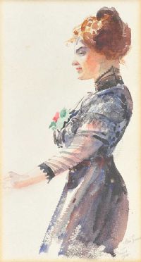 STANDING EDWARDIAN LADY by Sir Robert Ponsonby Staples BT RBS at Ross's Online Art Auctions