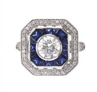 18CT WHITE GOLD SAPPHIRE AND DIAMOND CALIBRE RING at Ross's Online Art Auctions