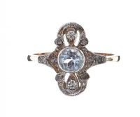 9CT GOLD AQUAMARINE AND DIAMOND RING at Ross's Online Art Auctions