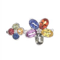 18CT WHITE GOLD MULTI-COLOURED SAPPHIRE RING at Ross's Online Art Auctions
