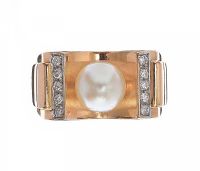 1930'S 14CT GOLD DIAMOND AND PEARL COCKTAIL RING at Ross's Online Art Auctions