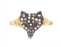 GOLD SILVER-SET DIAMOND FOX RING at Ross's Online Art Auctions