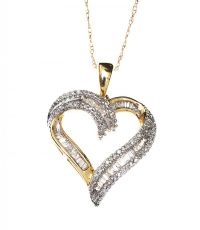 10CT GOLD DIAMOND HEART NECKLACE at Ross's Online Art Auctions