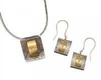 STERLING SILVER DIAMOND EARRINGS AND NECKLACE SET at Ross's Online Art Auctions
