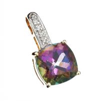 9CT GOLD MYSTIC TOPAZ AND DIAMOND PENDANT at Ross's Online Art Auctions