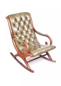 LEATHER BUTTON BACK ROCKING CHAIR at Ross's Online Art Auctions