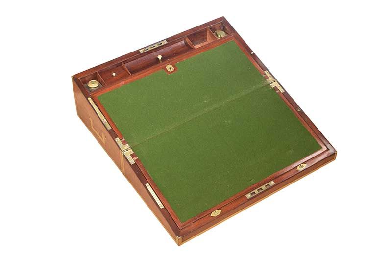 GEORGIAN BRASS BOUND MAHOGANY WRITING SLOPE at Ross's Online Art Auctions