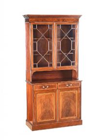 EDWARDIAN INLAID MAHOGANY TWO DOOR BOOKCASE at Ross's Online Art Auctions