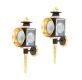 PAIR OF BRASS & STEEL STYLE COACHING LAMPS at Ross's Online Art Auctions