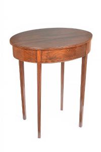 GEORGIAN INLAID MAHOGANY OVAL LAMP TABLE at Ross's Online Art Auctions