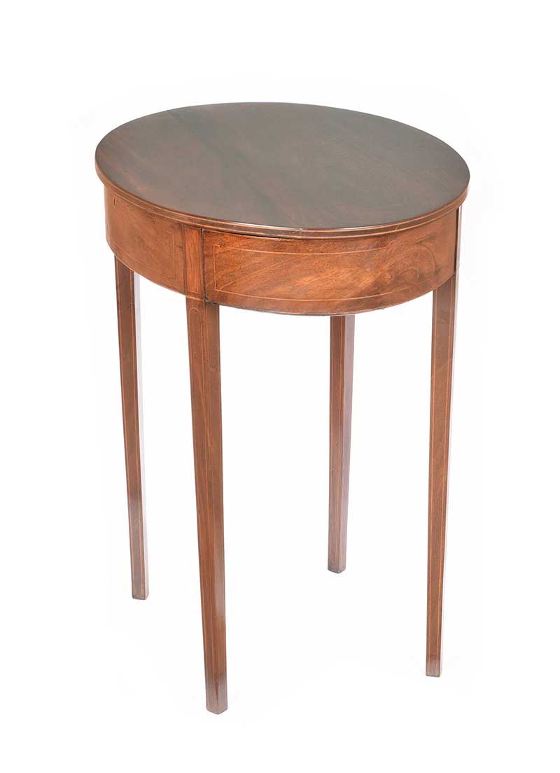 GEORGIAN INLAID MAHOGANY OVAL LAMP TABLE at Ross's Online Art Auctions