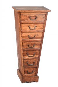SHAPED HARDWOOD CHEST OF DRAWERS at Ross's Online Art Auctions