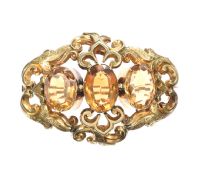 VICTORIAN GOLD-TONE CITRINE BROOCH at Ross's Online Art Auctions