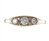 ANTIQUE 9CT GOLD THREE STONE DIAMOND RING at Ross's Online Art Auctions