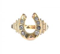 ANTIQUE 9CT GOLD DIAMOND HORSESHOE RING at Ross's Online Art Auctions