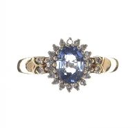 9CT GOLD TANZANITE AND DIAMOND RING at Ross's Online Art Auctions