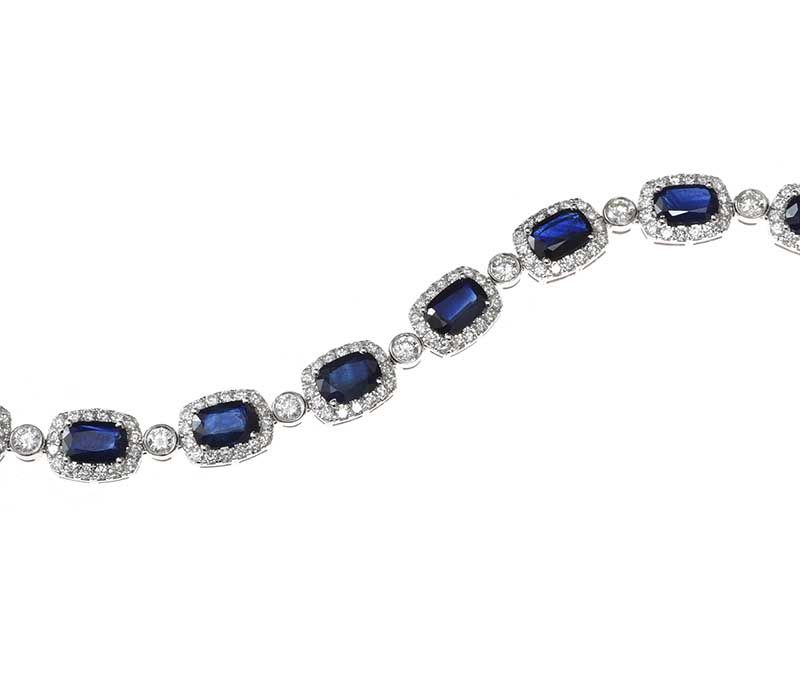 18CT WHITE GOLD SAPPHIRE AND DIAMOND BRACELET at Ross's Online Art Auctions
