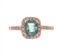 10CT ROSE GOLD EMERALD AND DIAMOND RING at Ross's Online Art Auctions