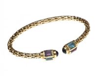 14CT GOLD AMETHYST AND TOPAZ BANGLE at Ross's Online Art Auctions