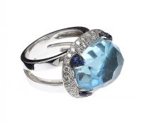 18CT WHITE GOLD DIAMOND, SAPPHIRE AND TOPAZ RING at Ross's Online Art Auctions