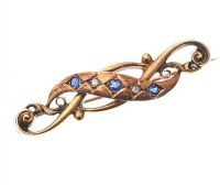 15CT GOLD SAPPHIRE AND DIAMOND BROOCH at Ross's Online Art Auctions