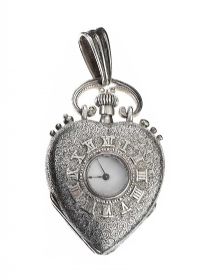 SILVER HEART-SHAPED POCKET WATCH at Ross's Online Art Auctions