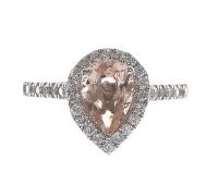 9CT WHITE GOLD MORGANITE AND DIAMOND RING at Ross's Online Art Auctions