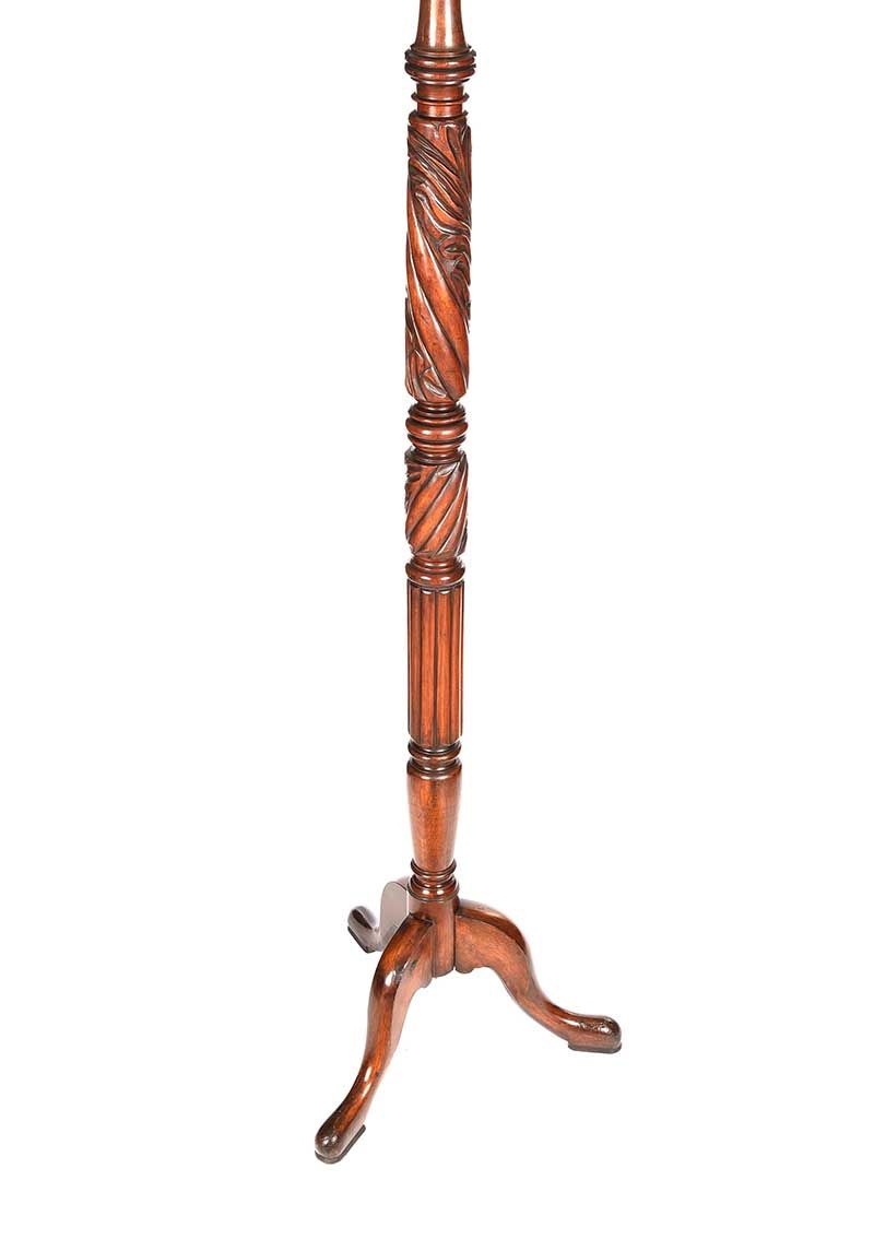 VICTORIAN CARVED MAHOGANY STANDARD LAMP & SHADE at Ross's Online Art Auctions