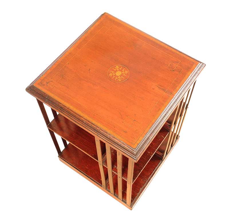 EDWARDIAN INLAID MAHOGANY REVOLVING BOOKCASE at Ross's Online Art Auctions