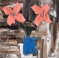 PINK FLOWERS IN A VASE by Colin Flack at Ross's Online Art Auctions