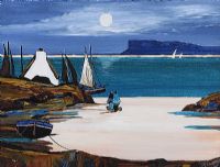 MOON OVER BALLYCASTLE, COUNTY ANTRIM by J.P. Rooney at Ross's Online Art Auctions
