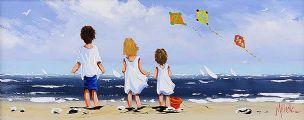 KITES ON THE BEACH by Michelle Carlin at Ross's Online Art Auctions