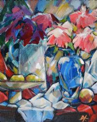 STILL LIFE WITH BLUE VASE by Douglas Hutton at Ross's Online Art Auctions
