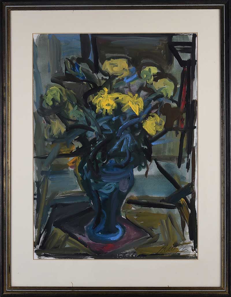 FLOWERS IN A BLUE VASE by Tony Wild at Ross's Online Art Auctions