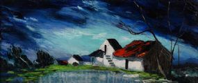 FARM BUILDINGS, WEST OF IRELAND by Kenneth Webb RUA at Ross's Online Art Auctions