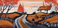 THE RED SAIL FISHING BOAT by J.P. Rooney at Ross's Online Art Auctions