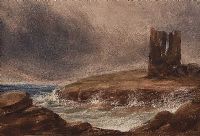 CASTLE RUINS ON THE COAST by Irish School at Ross's Online Art Auctions