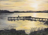 SUNSET ON LOWER LOUGH ERNE by Harold Gordan at Ross's Online Art Auctions