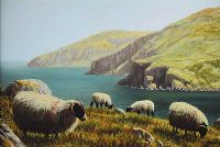 SHEEP NEAR THE GIANT'S CAUSEWAY by Keith Glasgow at Ross's Online Art Auctions