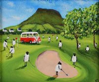 ANDY PAT'S WANDERING SHEEP VISIT CUSHENDALL GOLF CLUB by Andy Pat at Ross's Online Art Auctions