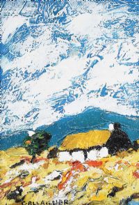 THATCHED COTTAGE ON THE HILLSIDE by Martin Gallagher at Ross's Online Art Auctions