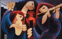 THREE IRISH MUSICIANS by George Callaghan at Ross's Online Art Auctions