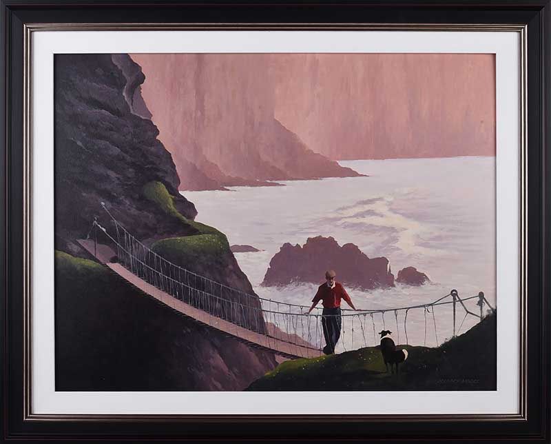 ON THE CARRICK A REDE ROPE BRIDGE by Gregory Moore at Ross's Online Art Auctions