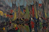 DRYING SAILS by George Richard Deakins at Ross's Online Art Auctions